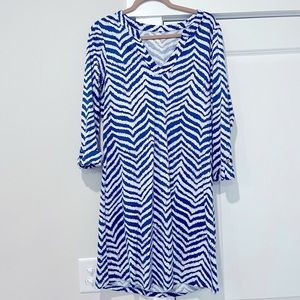 Lilly Pulitzer Blue and White long sleeve dress Size L